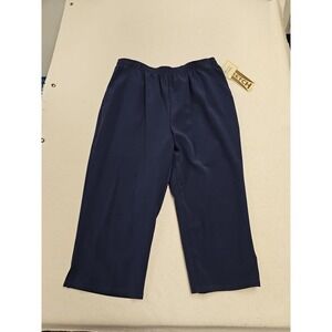 WOMEN'S BAXTER & WELLS CAPRI CROPPED PANTS BLUE 14 POCKETS ELASTIC WAIST NEW